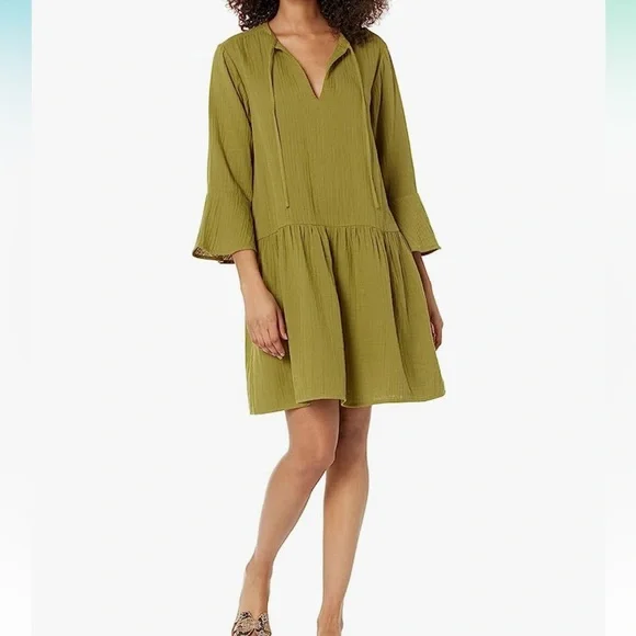 The Drop Women's Summer Gauze Bell Sleeve Mini Dress The Drop Women's Summer Gauze Bell Sleeve Mini Dress